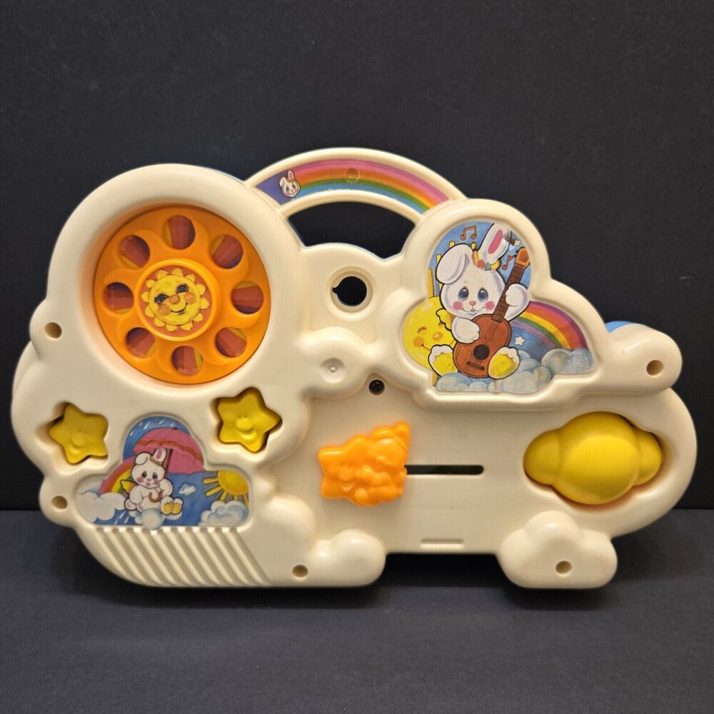 VINTAGE 1984 MATTEL ANGEL BUNNY CRIB PLAYSET W/ MIRROR ACTIVITY CENTER BABY TOY‎